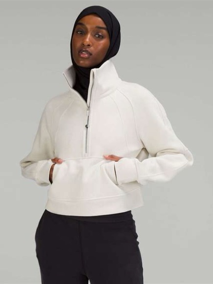 Lululemon Scuba Oversized Funnel Neck Half Zip In Bone